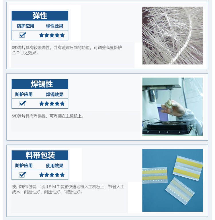SMD彈片進(jìn)口原材鍍金彈性好耐腐蝕性能佳